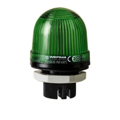 Werma EM 801 Series Green Steady Beacon, 24 V ac/dc, Panel Mount, LED Bulb - 801.200.75 product image