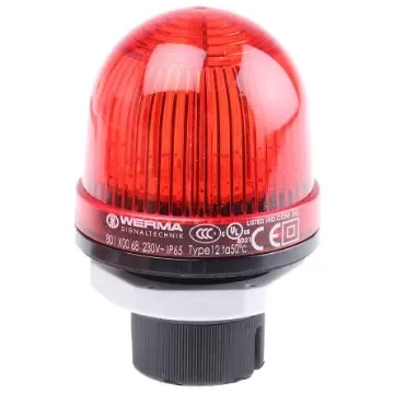 Werma EM 801 Series Red Steady Beacon, 230 V ac, Panel Mount, LED Bulb, IP65 - 801.100.68 product image
