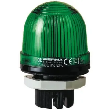 Werma EM 801 Series Green Steady Beacon, 230 V ac, Panel Mount, LED Bulb, IP65 - 801.200.68 product image