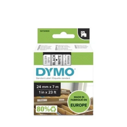 Dymo Black on White Label Printer Tape, 7 m Length, 24 mm Width - S0720930 product image