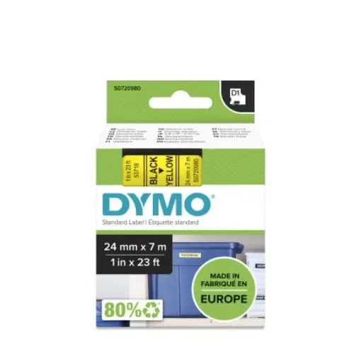 Dymo Black on Yellow Label Printer Tape, 7 m Length, 24 mm Width - S0720980 product image