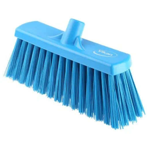 Vikan Broom, Blue With PET Bristles for Food Industry, Wet Floors - 29153 product image