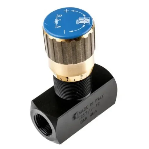 RS PRO Inline Mounting Hydraulic Flow Control Valve, G 1/2, 400bar, 75L/min - 3907695 product image