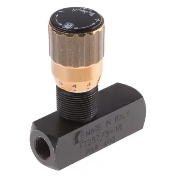 RS PRO Inline Mounting Hydraulic Flow Control Valve, G 1/8, 6.2L/min - 3907724 product image