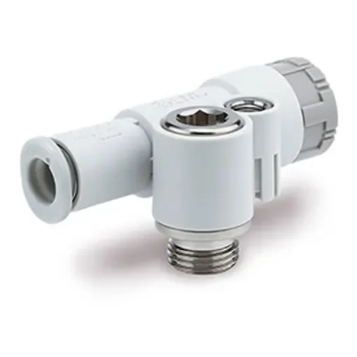 SMC JASV Series Threaded Speed Exhaust Controller, M5 x 0.8 Male Inlet Port x 6mm Tube Outlet Port, JASV-LEB06-M5 product image