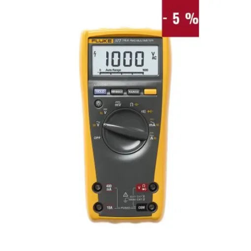 Fluke 177 Handheld Digital Multimeter, True RMS, 10A ac Max, 10A dc Max, 1000V ac Max product image