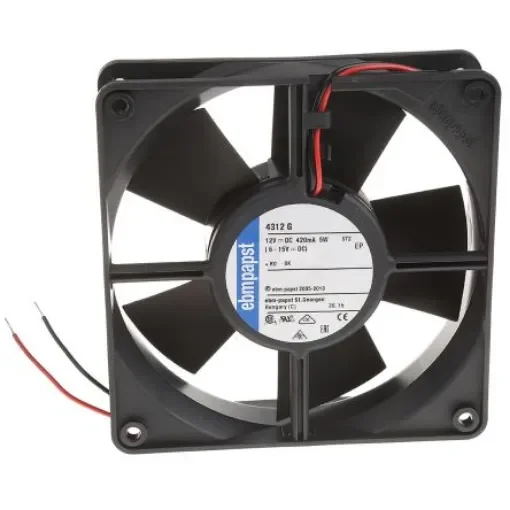 ebm-papst 4300 Series Axial Fan, 12 V dc, DC Operation, 170m³/h, 5W, 333mA Max, 119 x 119 x 32mm - 4312G product image