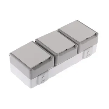 Siemens DELTA Grey 3 Gang Plug Socket, 16A, Type F - German Schuko, Outdoor Use - 5UB4731 product image