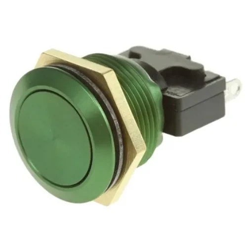 ITW Switches 76-95 Series Push Button Switch, Momentary, Panel Mount, 19.2mm Cutout, SPDT, 250V ac, IP67 - 76-9513/4044G product image