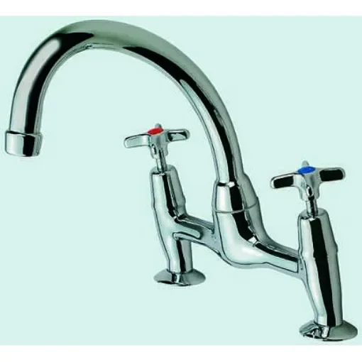 Pegler Yorkshire Chrome Plated Brass Twist Handle Dual Flow Pillar Pattern Sink Mixer, 1/2in - 320007 product image
