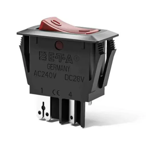 ETA Thermal Circuit Breaker - 1410-F  Single Pole 240V Voltage Rating Panel Mount, 1A Current Rating - 1410-F110-P1F1-W14QB4-1A product image
