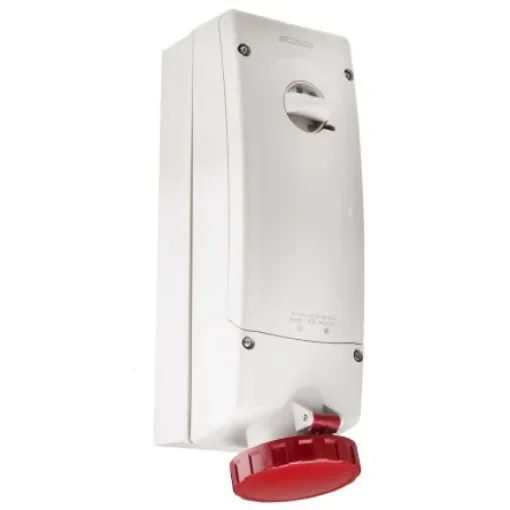 Scame Switchable IP67 Industrial Interlock Socket 3P+E, Earthing Position 6h, 63A, 415 V - 561.6386 product image