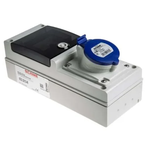 Scame, DOMINO IP44 Blue Wall Mount 2P + E RCD Industrial Power Connector Socket, Rated At 32A, 230 V - 632.3213-R product image