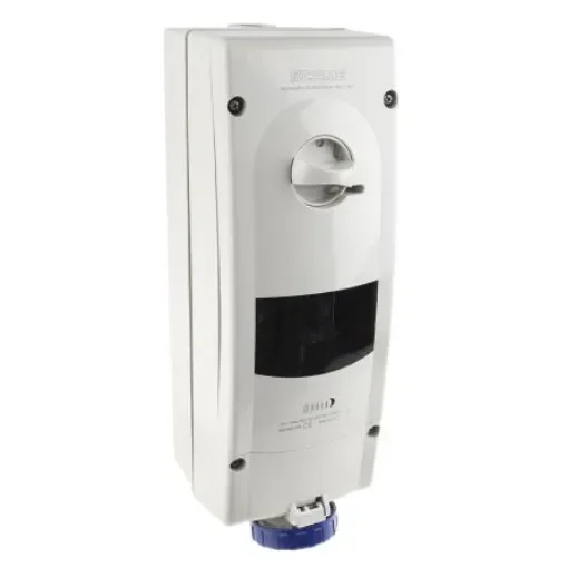 Scame, ADVANCE 2 IP67 Blue Wall Mount 2P + E RCD Industrial Power Connector Socket, Rated At 16A, 230 V - 568.1683-RW product image