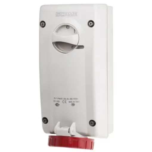 Scame Switchable IP67 Industrial Interlock Socket 3P+E, Earthing Position 6h, 16A, 415 V - 561.1686 product image