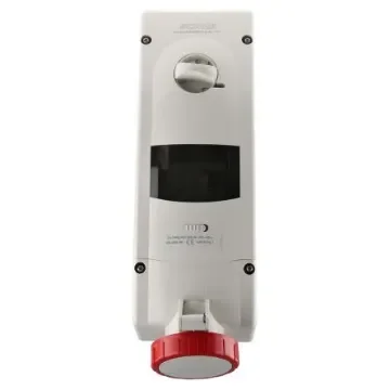 Scame, ADVANCE 2 IP67 Red Wall Mount 3P + E RCD Industrial Power Connector Socket, Rated At 32A, 415 V - 568.3286-RW product image
