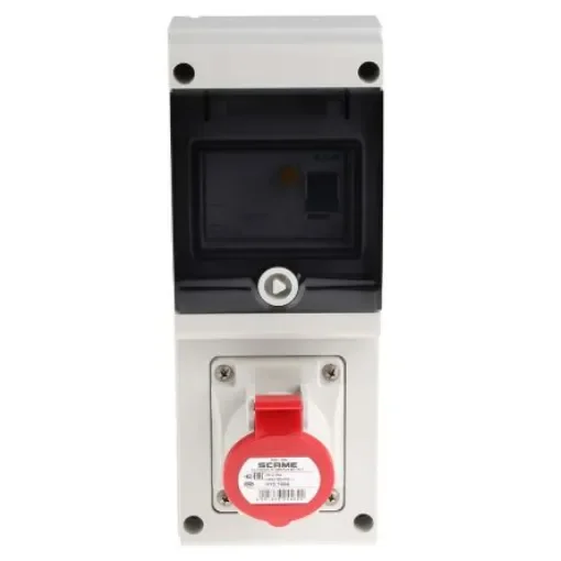 Scame, DOMINO IP44 Red Wall Mount 3P + E RCD Industrial Power Connector Socket, Rated At 16A, 415 V - 632.1616-R product image