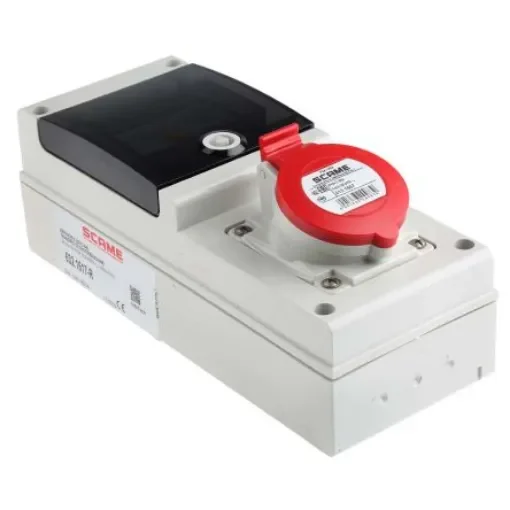 Scame, DOMINO IP44 Red Wall Mount 3P + N + E RCD Industrial Power Connector Socket, Rated At 16A, 415 V - 632.1617-R product image