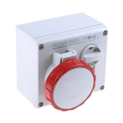 Scame Horizontal Switchable IP66, IP67 Industrial Interlock Socket 3PN+E, Earthing Position 6h, 16A, 415 V - 505.1687 product image