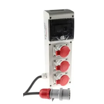 Scame, Block 3 IP44 Red Wall Mount 3P + N + E RCD Industrial Power Connector Socket, Rated At 16A, 415 V - 632.1637-R product image