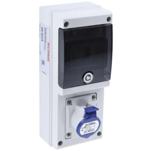 Scame, DOMINO IP44 Blue Wall Mount 2P + E RCD Industrial Power Connector Socket, Rated At 16A, 230 V - 632.1613-R product image