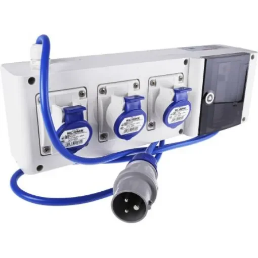 Scame, Block 3 IP44 Red Wall Mount 2P + E RCD Industrial Power Connector Socket, Rated At 16A, 230 V - 632.1633-R product image