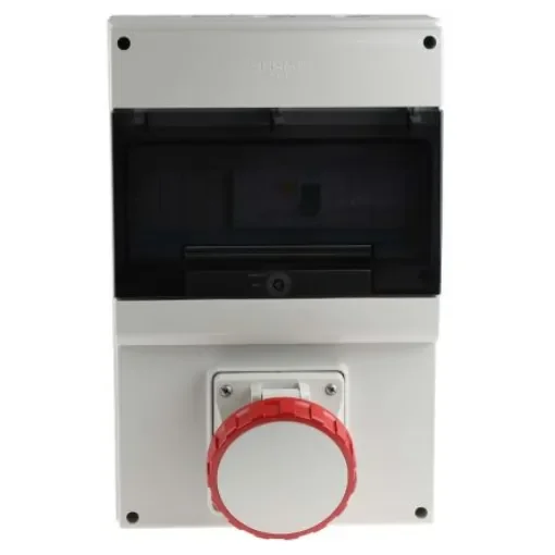 Scame, DOMINO IP66 Red Wall Mount 3P + N + E RCD Industrial Power Connector Socket, Rated At 63A, 415 V - 671.6317-RW product image