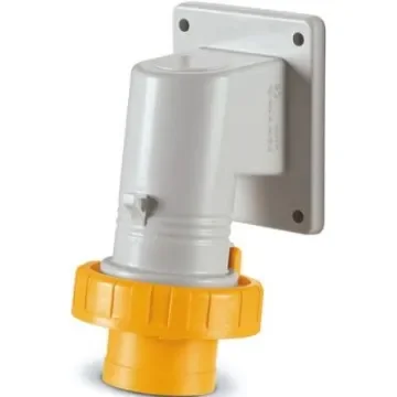 Scame IP66, IP67 Yellow Wall Mount 2P + E Right Angle Industrial Power Plug, Rated At 32A, 110 V - 410230 product image