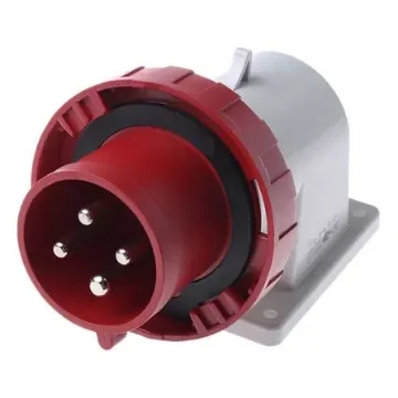 Scame IP66, IP67 Red Wall Mount 3P + E Right Angle Industrial Power Plug, Rated At 32A, 415 V - 410371 product image