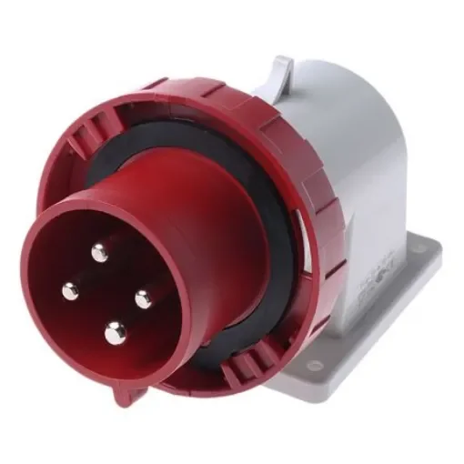 Scame IP66, IP67 Red Wall Mount 3P + E Right Angle Industrial Power Plug, Rated At 32A, 415 V - 410371 product image