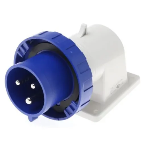 Scame IP66, IP67 Blue Wall Mount 2P + E Right Angle Industrial Power Plug, Rated At 32A, 230 V - 247.3293 product image