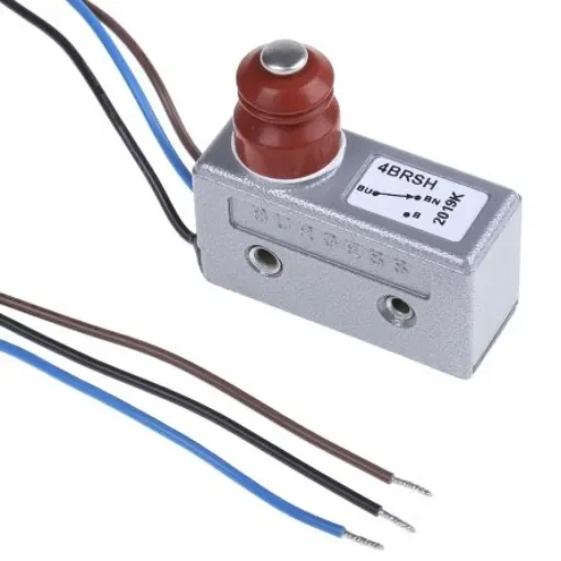 Saia-Burgess Plunger Micro Switch, Pre-wired Terminal, 15 A @ 250 V ac, SP-CO, IP67 - 4BRSH product image