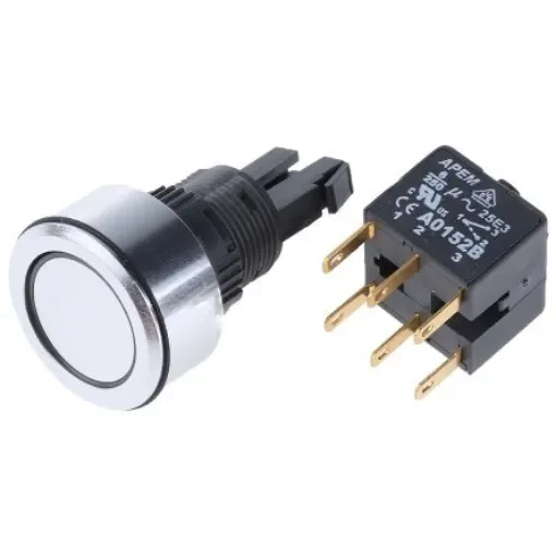 APEM Push Button Switch, Momentary, Panel Mount, 16mm Cutout, IP65 - A0110YALSP2 product image