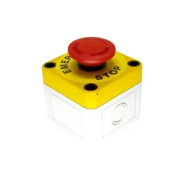 APEM A01ES Series Twist Release Emergency Stop Push Button, Surface Mount, 1NC, IP65 - A01ES-DSP3+54B-D+FM2+YL5+PEA01 product image