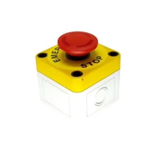 APEM A01ES Series Twist Release Emergency Stop Push Button, Surface Mount, 1NC, IP65 - A01ES-DSP3+54B-D+FM2+YL5+PEA01 product image