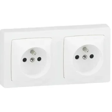 Legrand Saillie White 2 Gang Plug Socket, 16A, Type E - French, Indoor Use - 0 860 76 product image