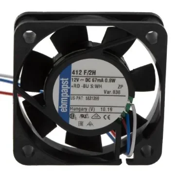 ebm-papst 400 F Series Axial Fan, 12 V dc, DC Operation, 9m³/h, 800mW, 40 x 40 x 10mm - 412 F/2H-038 product image