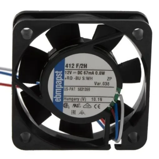 ebm-papst 400 F Series Axial Fan, 12 V dc, DC Operation, 9m³/h, 800mW, 40 x 40 x 10mm - 412 F/2H-038 product image