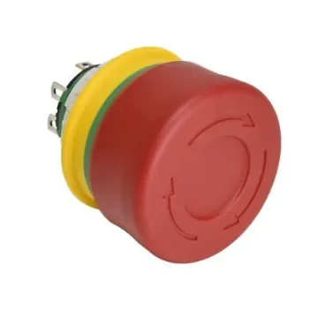 Idec XA1E Series Push Lock Turn Reset Emergency Stop Push Button, Panel Mount, 16mm Cutout, DPST, IP65, IP67, IP69K - XA1E-BV3SG02R product image