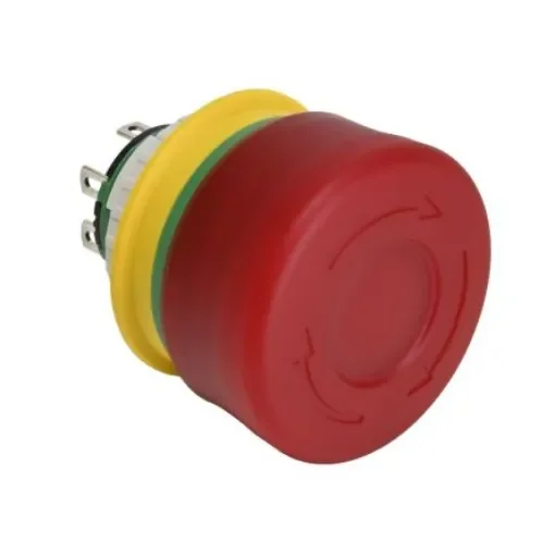 Idec XA1E Series Push Lock Turn Reset Emergency Stop Push Button, Panel Mount, 16mm Cutout, DPST, IP65, IP67, IP69K - XA1E-LV3SG02Q4R product image
