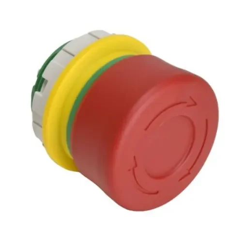 Idec XW1E Series Push Lock Turn Reset Emergency Stop Push Button, Panel Mount, 22mm Cutout, DPST, IP65, IP67, IP69K - XW1E-BV3SG02R product image