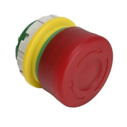 Idec XW1E Series Push Lock Turn Reset Emergency Stop Push Button, Panel Mount, 22mm Cutout, DPST, IP65, IP67, IP69K - XW1E-LV3SG02Q4R product image