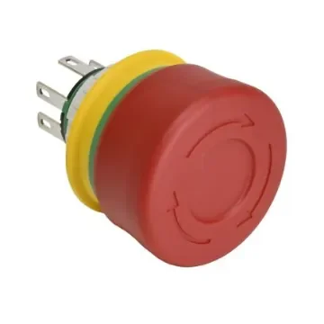 Idec XA1E Series Push Lock Turn Reset Emergency Stop Push Button, Panel Mount, 16mm Cutout, DPST, IP65, IP67, IP69K - XA1E-BV3SG02TR product image