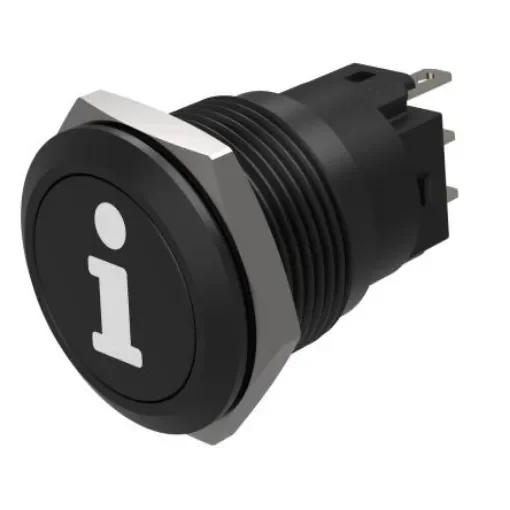 EAO Series 82 Series Push Button Switch, Momentary, Flush Mount, 19mm Cutout, SPST, SPST, IP65, IP67 - 82-5951.1000.B004 product image