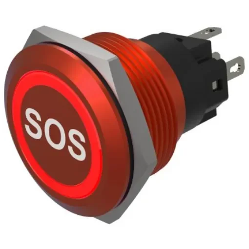 EAO Series 82 Series Illuminated Push Button Switch, Momentary, Flush Mount, 22mm Cutout, SPST, SPST, Red LED, 24V, - 82-6751.1114.B015 product image