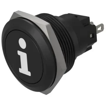 EAO Series 82 Series Push Button Switch, Momentary, Flush Mount, 22mm Cutout, SPST, SPST, IP65, IP67 - 82-6951.1000.B004 product image