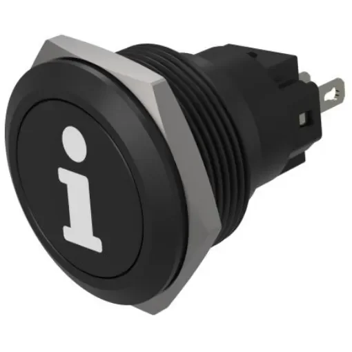 EAO Series 82 Series Push Button Switch, Momentary, Flush Mount, 22mm Cutout, SPST, SPST, IP65, IP67 - 82-6951.1000.B004 product image