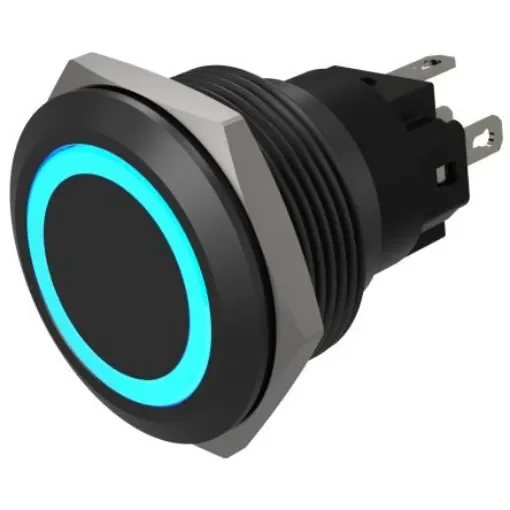 EAO Series 82 Series Illuminated Push Button Switch, Momentary, Flush Mount, 22mm Cutout, SPST, SPST, Blue LED, 24V, - 82-6951.1124 product image