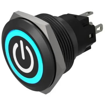 EAO Series 82 Series Illuminated Push Button Switch, Momentary, Flush Mount, 22mm Cutout, SPST, SPST, Blue LED, 24V, - 82-6951.1124.B002 product image