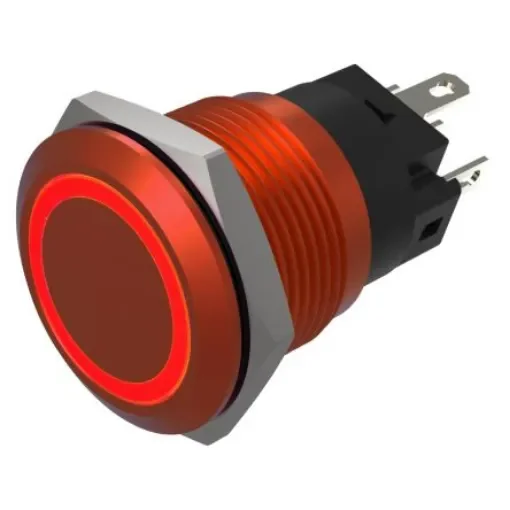 EAO Series 82 Series Illuminated Push Button Switch, Momentary, Flush Mount, 19mm Cutout, SPST, SPST, Red LED, 24V, - 82-5751.1114 product image